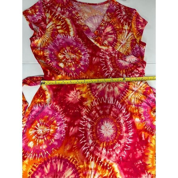 Floral Print Tie Dye Dress midi Vneck Approximately Size M - Picture 9 of 16